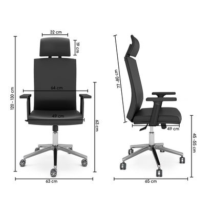 Nancy's Windham Bureaustoel - Draaistoel - Kantelbare Rugleuning - Ergonomisch - Hoofdsteun - Bruin - Kunstleer - Kunststof - 65 x 63 x 120-130 cm