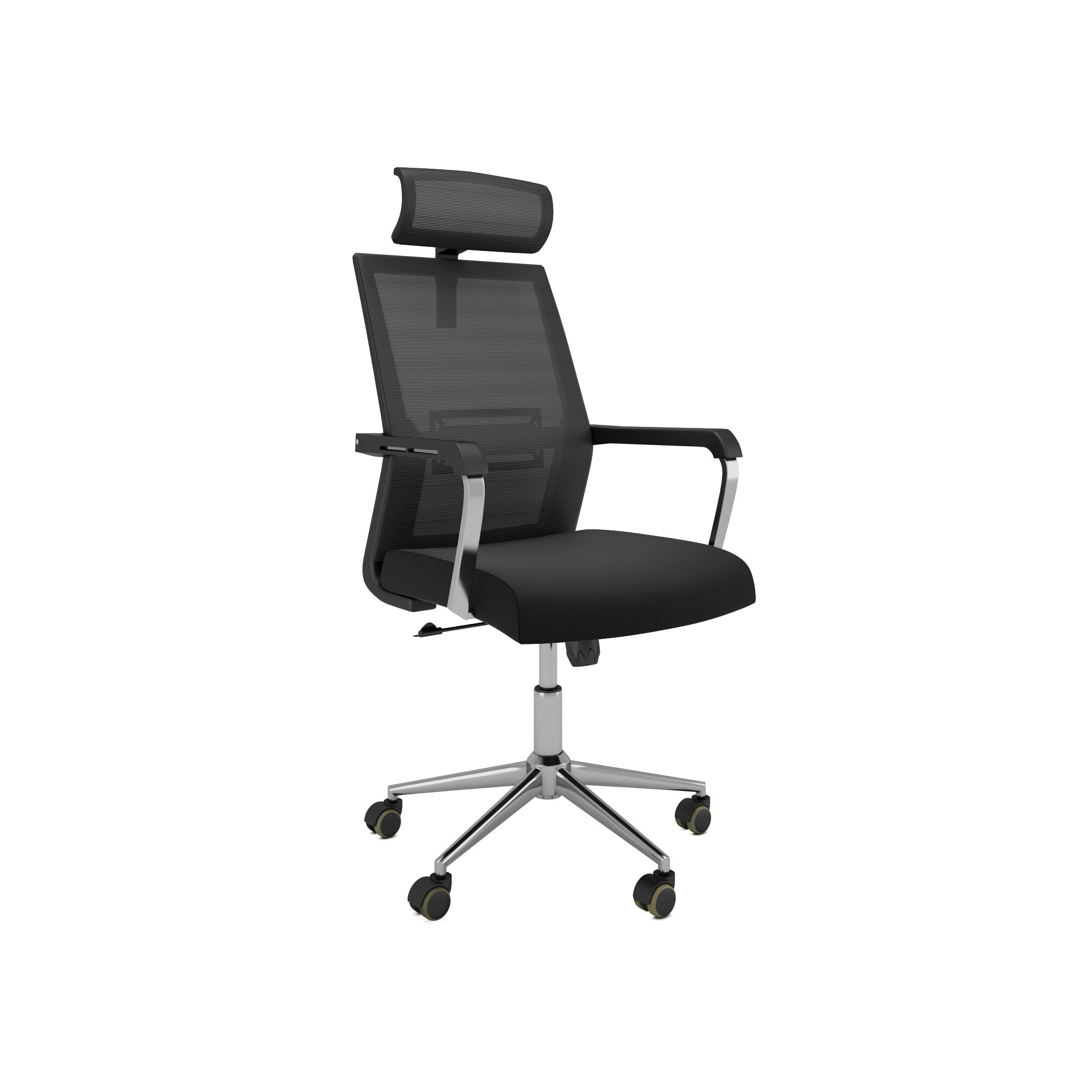 Nancy's Jacksonville Office Chair - Swivel chair - Tiltable Backrest - Mesh - Ergonomic - Headrest - Black - Plastic - 55 x 56 x 115-131 cm