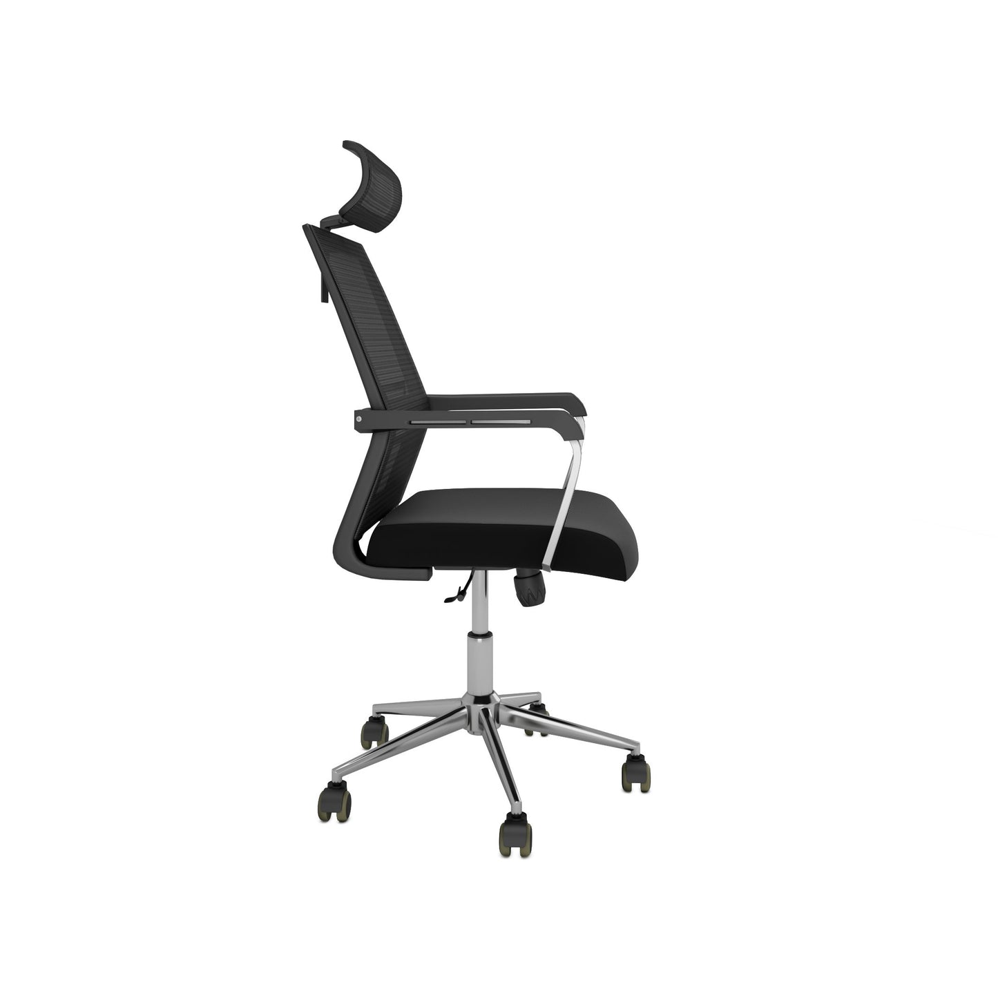 Chaise de bureau Nancy's Jacksonville - Chaise pivotante - Dossier inclinable - Maille - Ergonomique - Appui-tête - Noir - Plastique - 55 x 56 x 115-131 cm