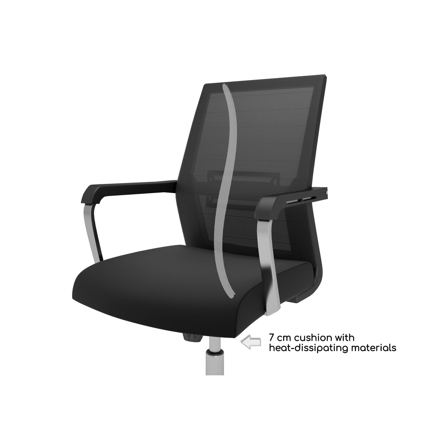 Chaise de bureau Nancy's Ocala - Chaise pivotante - Dossier inclinable - Maille - Ergonomique - Noir - Plastique - 55 x 56 x 98 - 107 cm