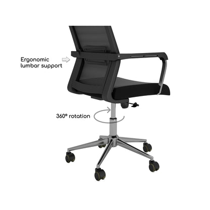 Nancy's Ocala Office Chair - Swivel Chair - Tiltable Backrest - Mesh - Ergonomic - Black - Plastic - 55 x 56 x 98 - 107 cm