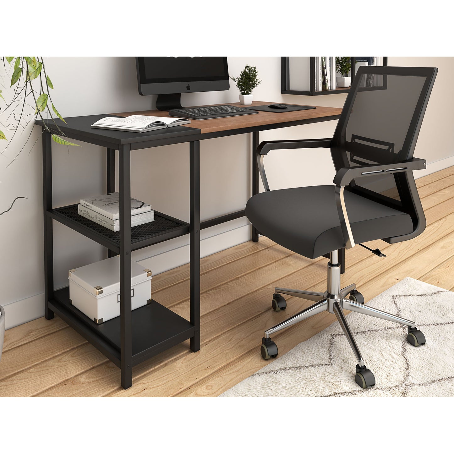 Chaise de bureau Nancy's Ocala - Chaise pivotante - Dossier inclinable - Maille - Ergonomique - Noir - Plastique - 55 x 56 x 98 - 107 cm