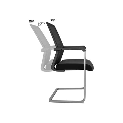 Chaise de bureau Nancy's Orlando - Chaise en porte-à-faux - Dossier inclinable - Maille - Ergonomique - Noir - Aluminium - Plastique - 55 x 56 x 97 cm