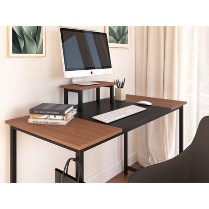Nancy's Georgetown Desk - Table d'ordinateur - Table de bureau - Support pour moniteur - Tapis de souris - Marron - Noir - Bois d'ingénierie - Acier - 120 x 60 x 75 cm