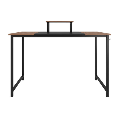 Nancy's Georgetown Bureau - Computertafel - Kantoortafel - Monitorstandaard - Muismat - Bruin - Zwart - Bewerkt Hout - Staal - 120 x 60 x 75 cm