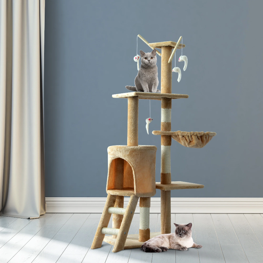 Nancy's San Clemente Krabpaal - Klimboom - XL - Pluche - Kattenhuis - Beige/Wit