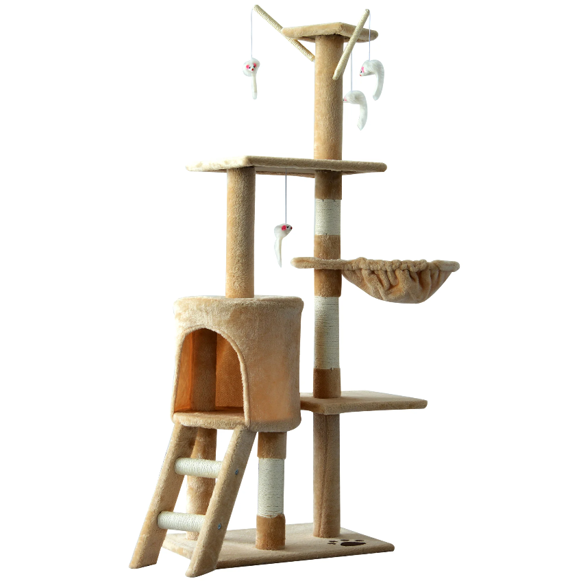 Nancy's San Clemente Krabpaal - Klimboom - XL - Pluche - Kattenhuis - Beige/Wit