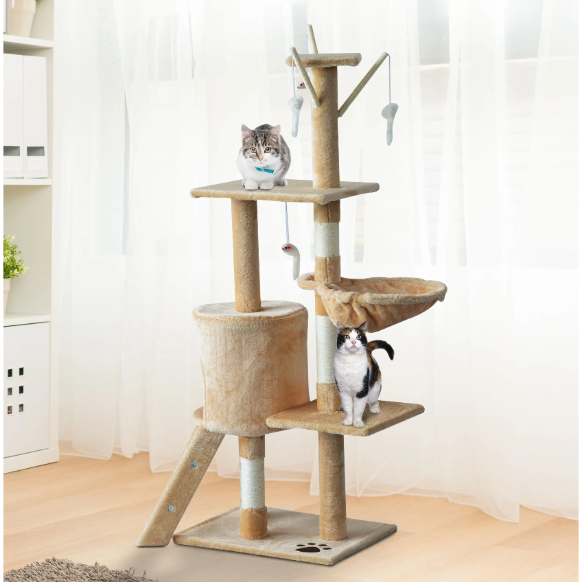 Nancy's San Clemente Krabpaal - Klimboom - XL - Pluche - Kattenhuis - Beige/Wit