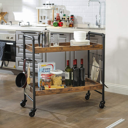 Chariot de cuisine vintage de Nancy - Chariot de service - Chariots de cuisine - Marron rustique - Chariot industriel - 86 x 40 x 85 cm