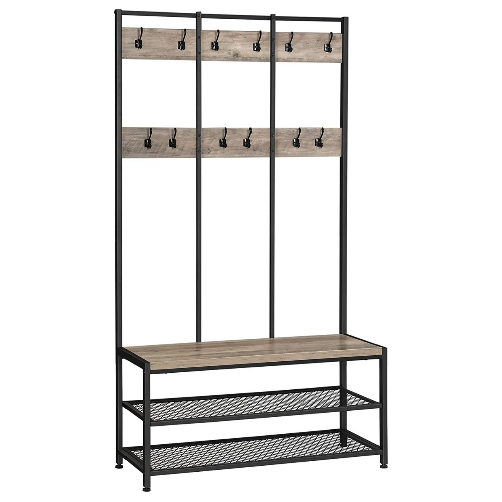 Nancy's Indian Head Park Industrial Wardrobe Rack with Coat Rack - Shoe Rack - 100 x 40 x 184 cm