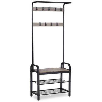 Nancy's Sheffield Wardrobe rack with coat rack - Shoe rack and bench - Gray / Black - 72 x 33.7 x 183 cm