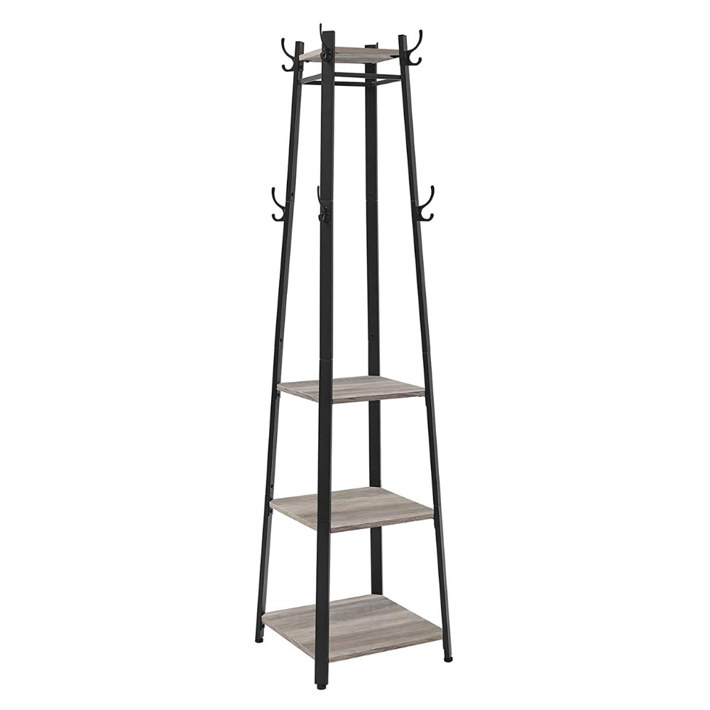 Nancy's Bremerton Coat Rack Standing - Coat Racks - Industrial - Metal - Wood - Gray - 45 x 45 x 181 cm