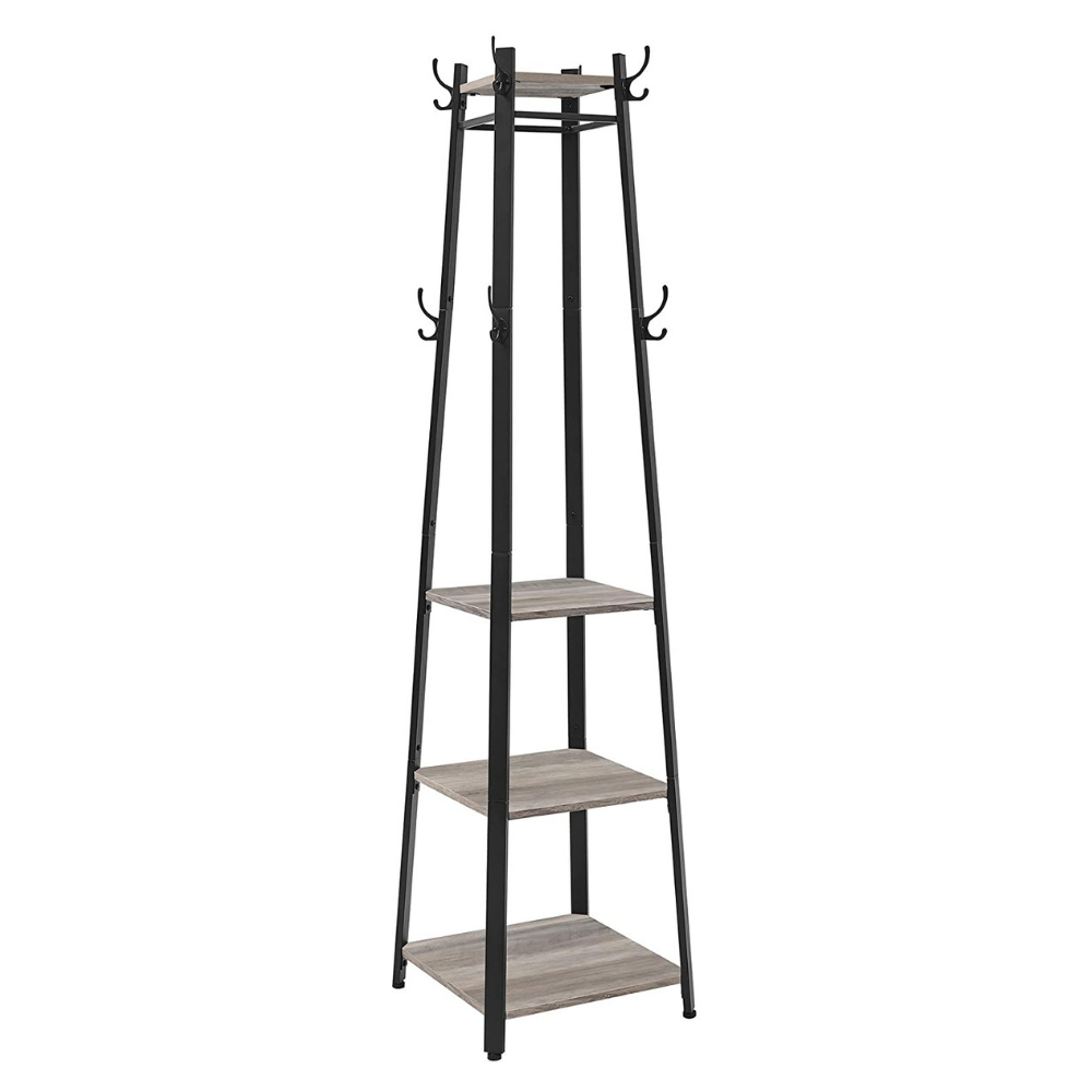 Nancy's Bremerton Garderoberek - Staande Kapstok - Grijs / Zwart - ± 45 x 45 x 180 cm