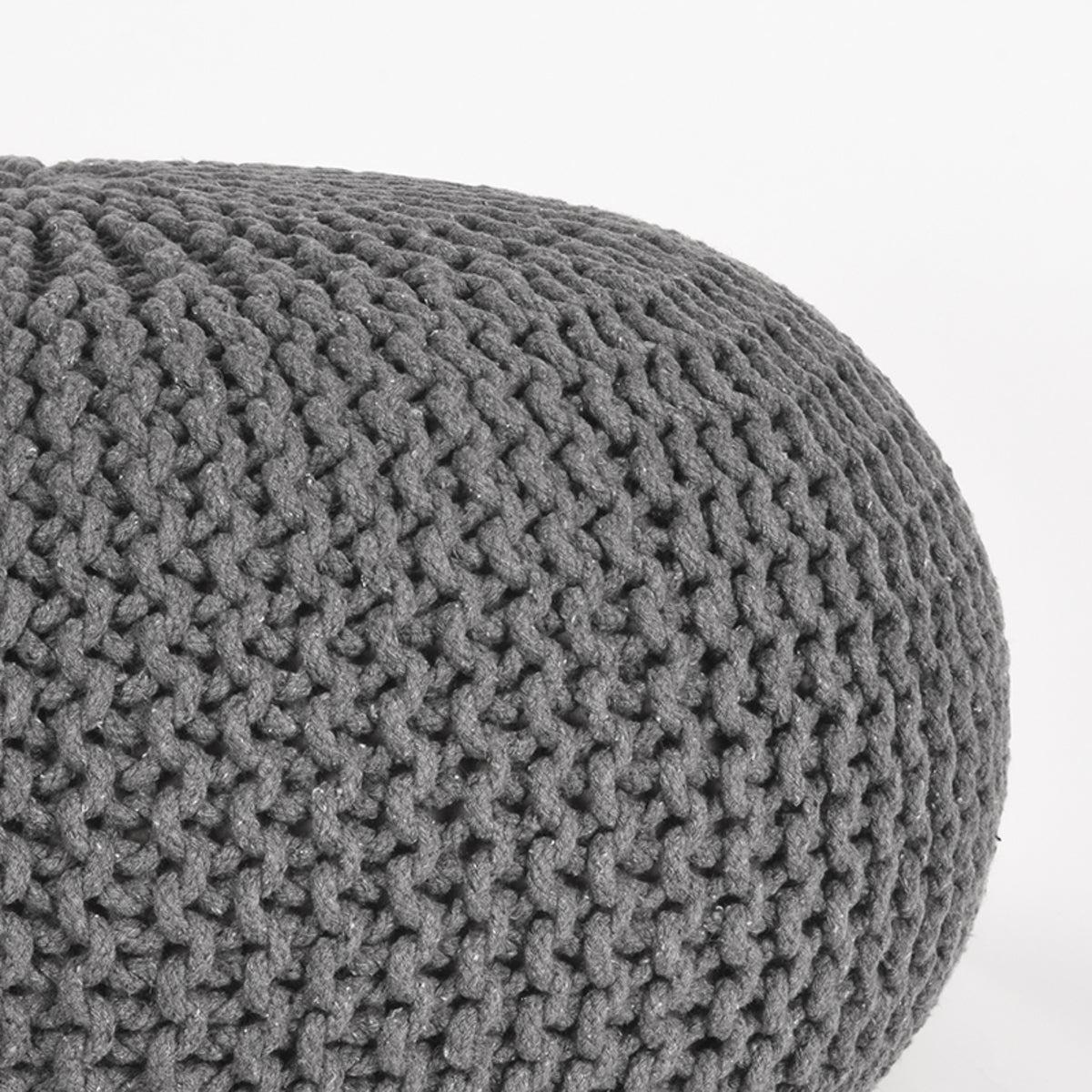 Nancy's Pouf Knitted - Handmade - Pouffes - Round - Modern - Cotton - Dark gray - 70 x 70 x 35 cm | L