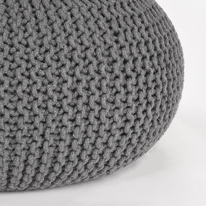 Nancy's Pouf Knitted - Handmade - Pouffes - Round - Modern - Cotton - Dark gray - 70 x 70 x 35 cm | L