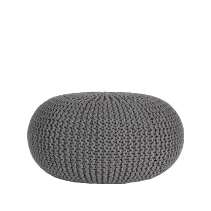 Nancy's Pouf Knitted - Handmade - Pouffes - Round - Modern - Cotton - Dark gray - 70 x 70 x 35 cm | L