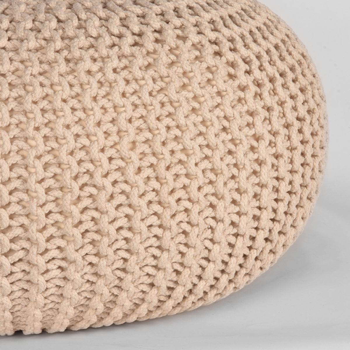 Nancy's Pouf Knitted - Handmade - Pouffes - Modern - Round - Cotton - Natural - 70 x 70 x 35 cm | L