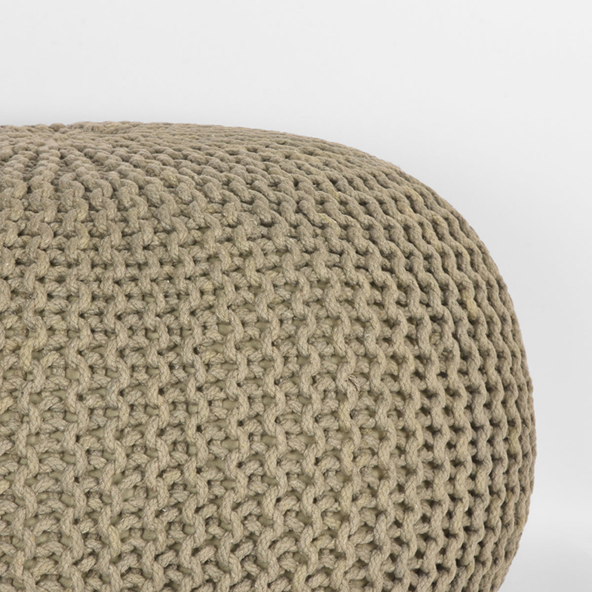 Nancy's Pouf Knitted - Handmade - Pouffes - Industrial - Round - Cotton - Olive green - 70 x 70 x 35 cm | L