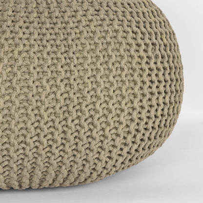 Nancy's Pouf Knitted - Handmade - Pouffes - Industrial - Round - Cotton - Olive green - 70 x 70 x 35 cm | L