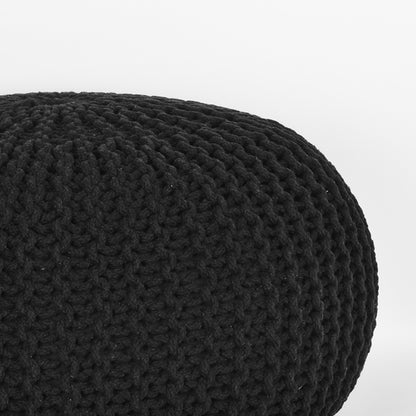 Pouf de Nancy tricoté - Fait main - Poufs - Industriel - Rond - Coton - Noir - 70 x 70 x 35 cm | L