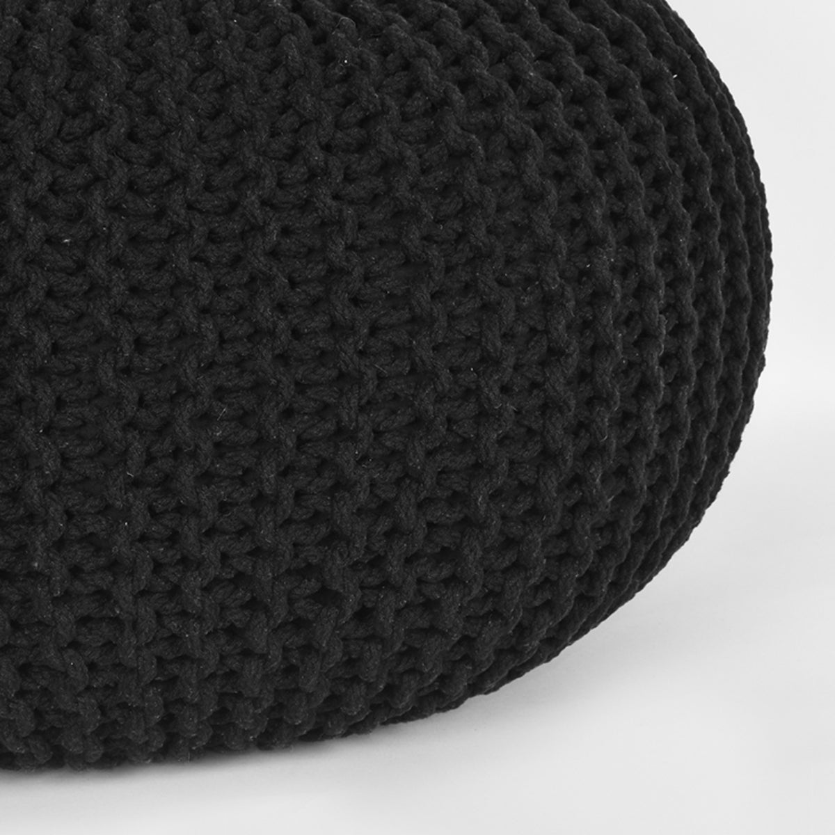 Pouf de Nancy tricoté - Fait main - Poufs - Industriel - Rond - Coton - Noir - 70 x 70 x 35 cm | L