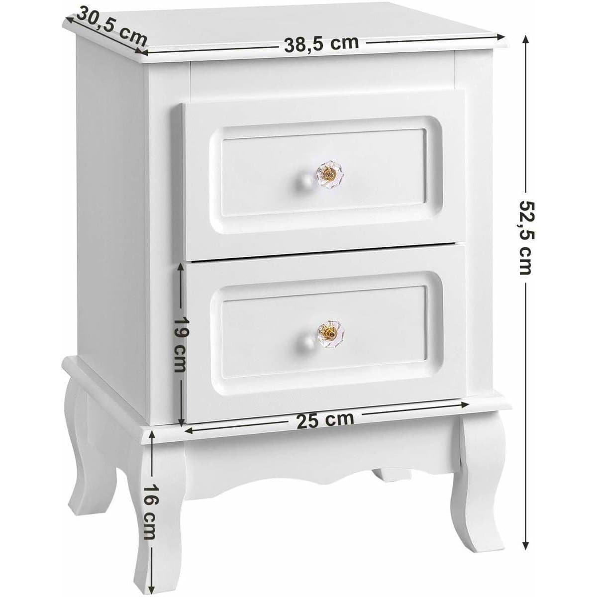 Nancy's Bannockburn Bedside Tables Set of 2 with 2 Drawers, Transparent Handles with Solid Pine Legs