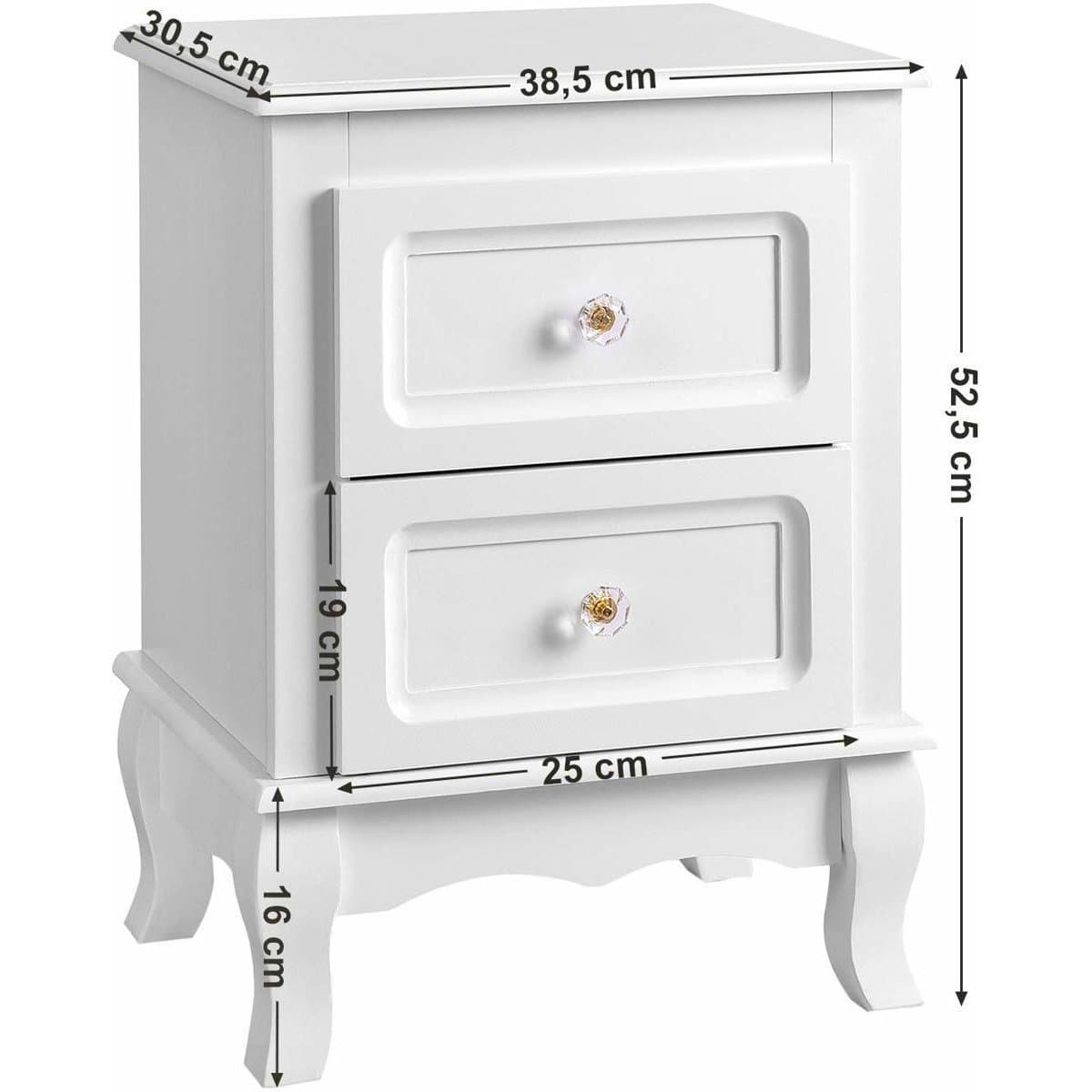Nancy's Bannockburn Nachtkastjes Set van 2 - Ladekastjes - Bijzettafels - Wit ± 40 x 30 x 50 cm