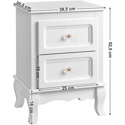 Nancy's Bannockburn Nachtkastjes Set van 2 - Ladekastjes - Bijzettafels - Wit ± 40 x 30 x 50 cm