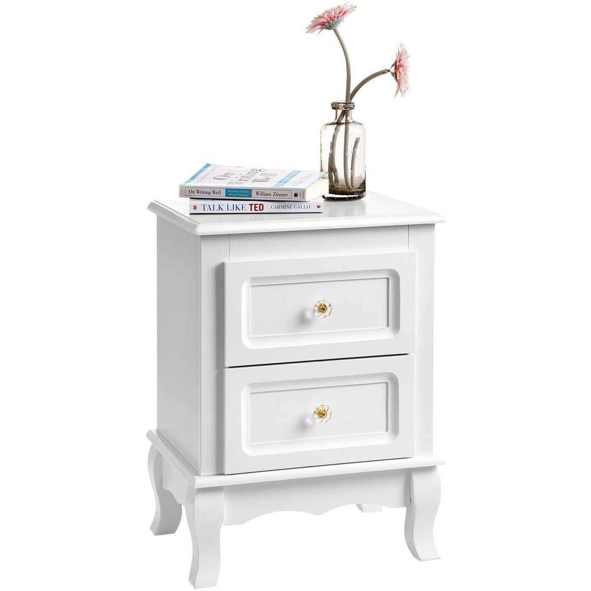 Nancy's Bannockburn Nachtkastjes Set van 2 - Ladekastjes - Bijzettafels - Wit ± 40 x 30 x 50 cm