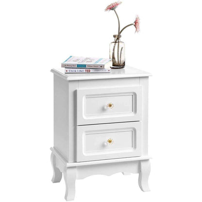 Nancy's Bannockburn Bedside Tables Set of 2 with 2 Drawers, Transparent Handles with Solid Pine Legs