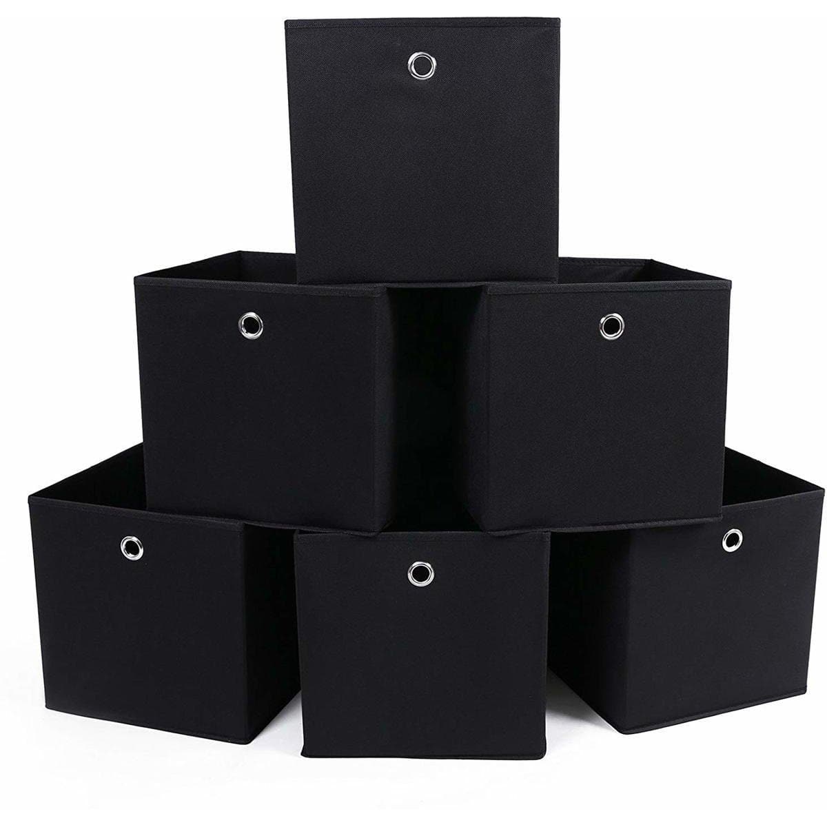 Nancy's 6 Opvouwbare Opbergdozen - Vouwdoos - Opbergboxen 30 x 30 x 30 cm - Zwart