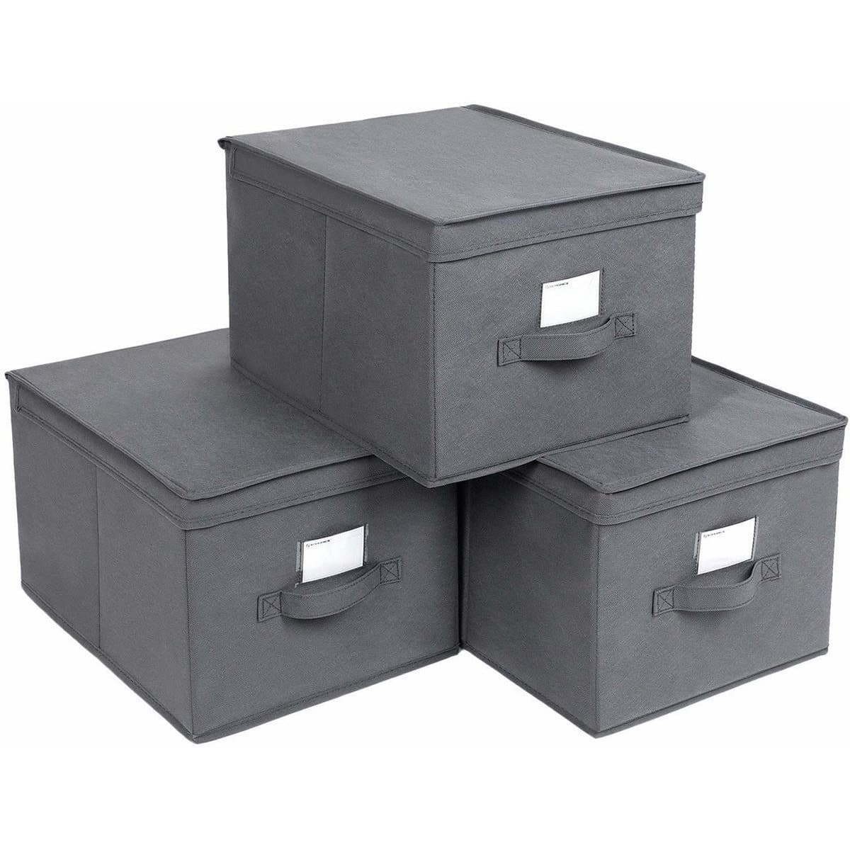 Boîte de rangement Nancy avec couvercle - Boîte de rangement en polaire et carton 40 x 30 x 25 cm