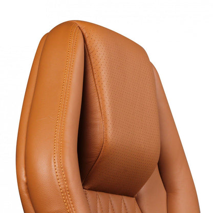 Chaise de bureau en cuir de luxe Nancy's Manhattanville - Fauteuil de direction - Cuir véritable - Ergonomique - Chaise de jeu - Chaises de bureau - Marron clair/Marron foncé/Noir
