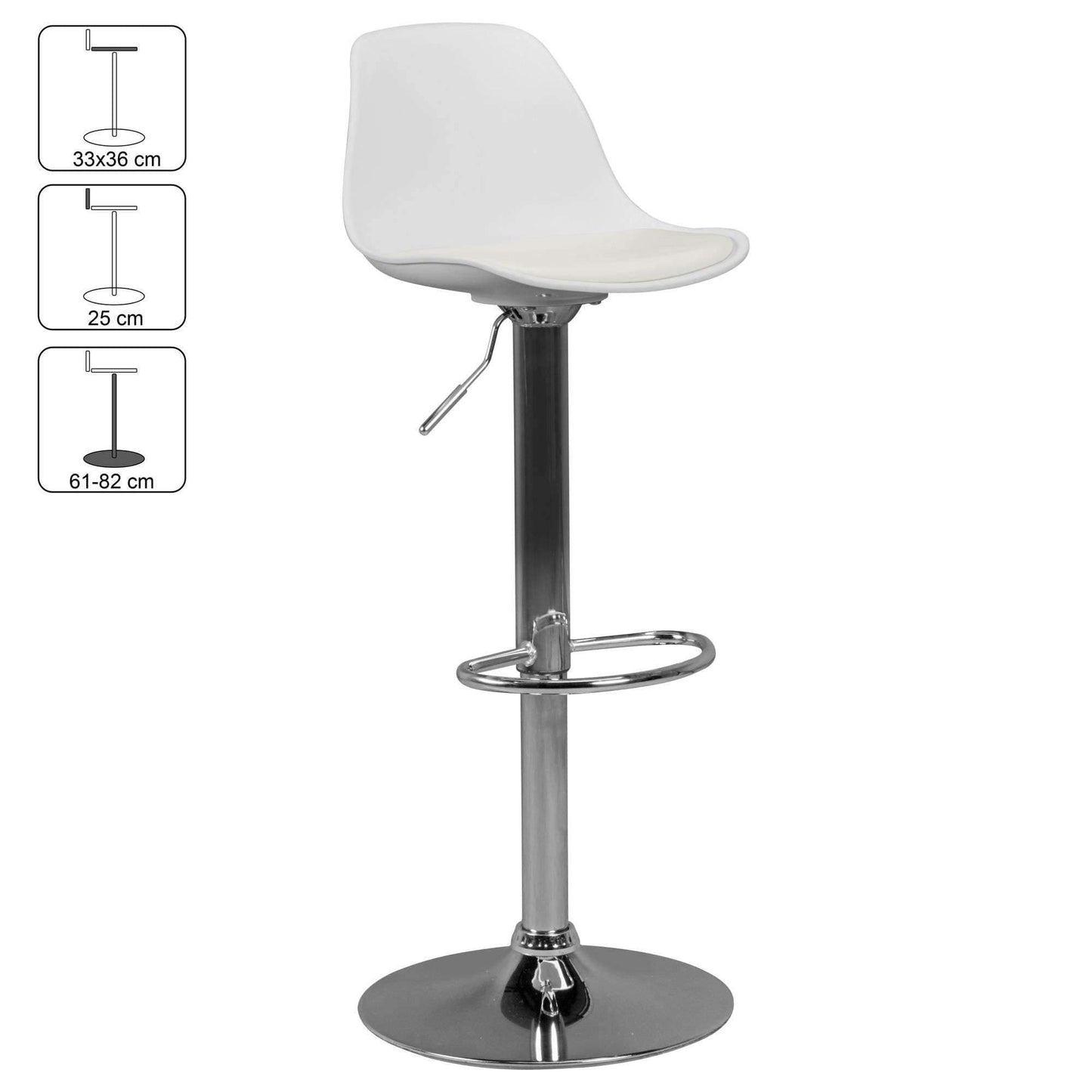 Nancy's Foothills Luxury Bar Stool White - Bar Stools - Bar Stool Adjustable 40 x 40 x 104 CM