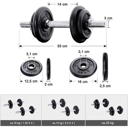 Ensemble d'haltères réglables de Nancy - Ensemble 2 x 10KG - Dumbell Extra Sturdy - Haltères - Ensemble d'haltères