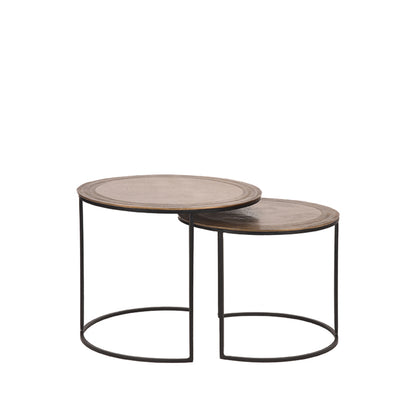 Nancy's Coffee Table Set Circle - Side table - Coffee table - Tables - Round - Industrial - Metal - Gold-colored