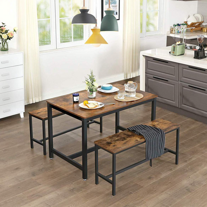 Nancy's Industriële Set van 2 Tafelbanken - Eetkamerbank - Vintage - ± 110 x 30 x 50 cm