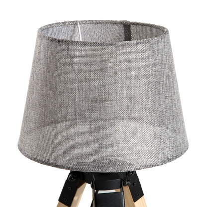 Lampe de table Nancy's Lakeville - Lumineuse - Éclairage de table - Trépied - E27 - Lin - Pin - Gris - Trépied - 40W - 24 x 24 x 45 cm