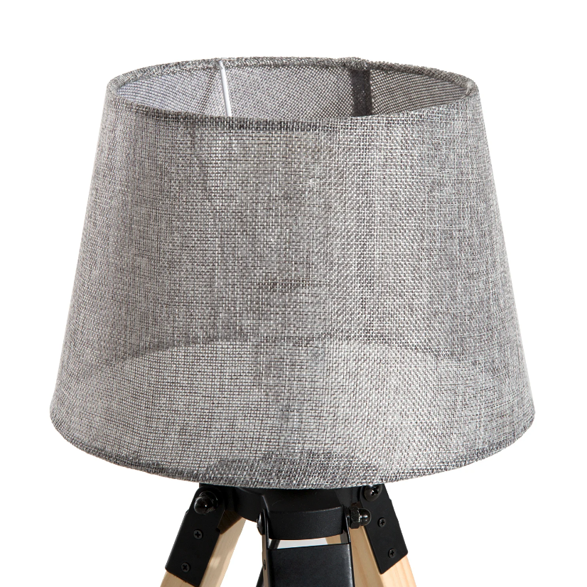 Nancy's Lakeville Table Lamp - Illuminated - Table lighting - Tripod - E27 - Linen - Pine - Gray - Tripod - 40W - 24 x 24 x 45 cm