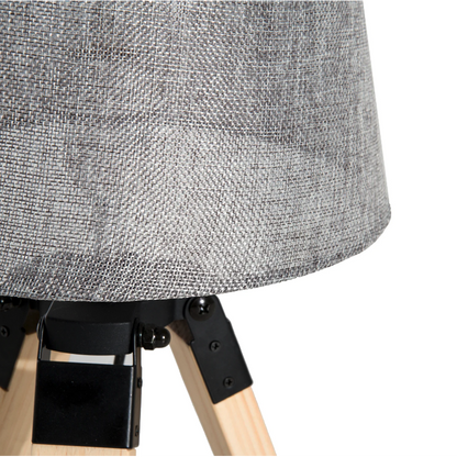 Nancy's Lakeville Table Lamp - Illuminated - Table lighting - Tripod - E27 - Linen - Pine - Gray - Tripod - 40W - 24 x 24 x 45 cm