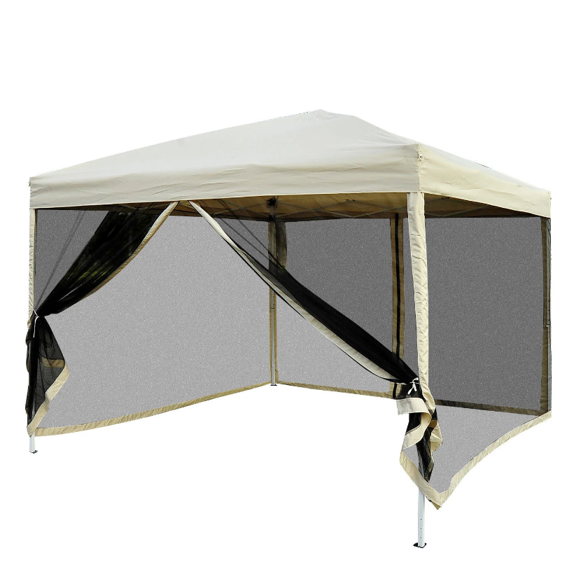 Nancy's Tulare Partytent - Paviljoen - Vouwpaviljoen - Schaduw - Zijwanden - Staal - Beige - Tent - 3 x 3 m
