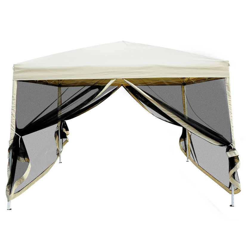 Nancy's Tulare Partytent - Paviljoen - Vouwpaviljoen - Schaduw - Zijwanden - Staal - Beige - Tent - 3 x 3 m
