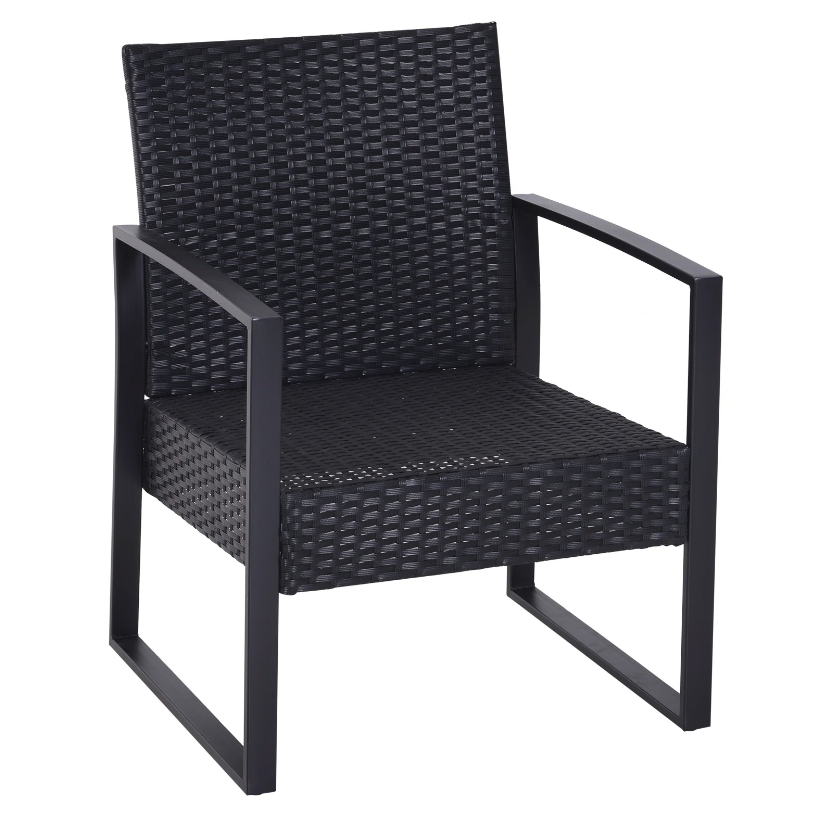 Nancy's Taylor Tuinset - Bistroset -Zitgroep - 2 Stoelen - 1 Tafel - 3-delig - Kussens - Polyrotan - Zwart