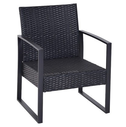 Nancy's Taylor Tuinset - Bistroset -Zitgroep - 2 Stoelen - 1 Tafel - 3-delig - Kussens - Polyrotan - Zwart