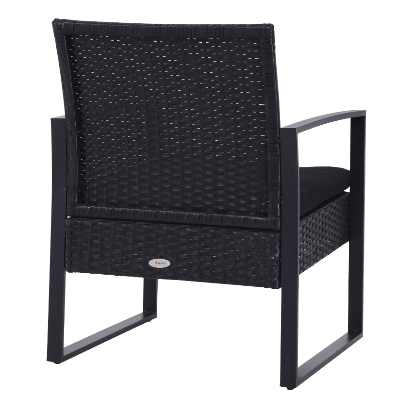 Nancy's Taylor Tuinset - Bistroset -Zitgroep - 2 Stoelen - 1 Tafel - 3-delig - Kussens - Polyrotan - Zwart