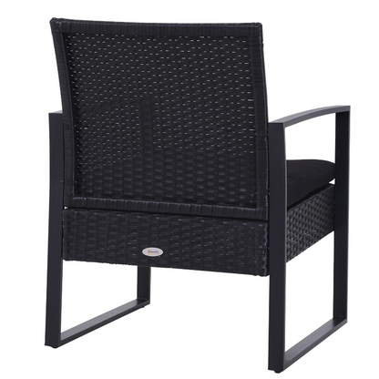 Nancy's Taylor Tuinset - Bistroset -Zitgroep - 2 Stoelen - 1 Tafel - 3-delig - Kussens - Polyrotan - Zwart