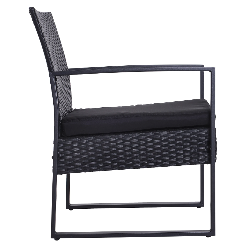 Nancy's Taylor Garden Set - Seating group - 2 Chairs - 1 Table - 3-piece - Cushions - Polyrattan - Black 