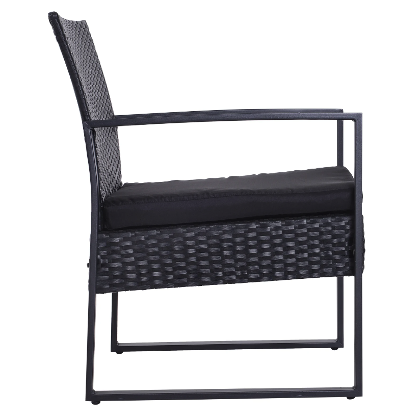 Nancy's Taylor Tuinset - Bistroset -Zitgroep - 2 Stoelen - 1 Tafel - 3-delig - Kussens - Polyrotan - Zwart