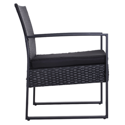 Nancy's Taylor Tuinset - Bistroset -Zitgroep - 2 Stoelen - 1 Tafel - 3-delig - Kussens - Polyrotan - Zwart