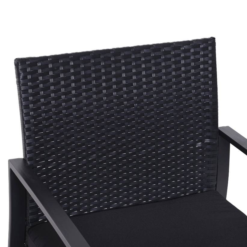 Nancy's Taylor Tuinset - Bistroset -Zitgroep - 2 Stoelen - 1 Tafel - 3-delig - Kussens - Polyrotan - Zwart